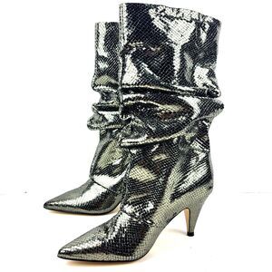 Marc Fisher LTD Boots Paityn Slouch Pointed Toe Shiny Metallic Size 6.5M